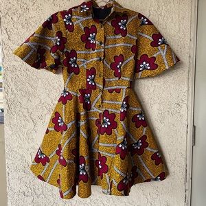 African Print dress grass fields